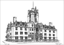 Illustration of Middlesex Guildhallby Stephen Wiltshire